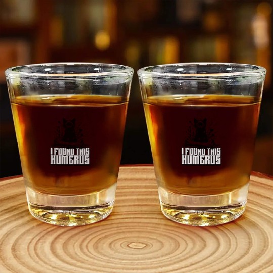 I Found This Humerus Black Cat Humorous Saying Shot Glasses