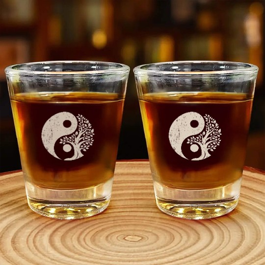 Nature's Balance: Yin Yang Tree of Life Shot Glasses