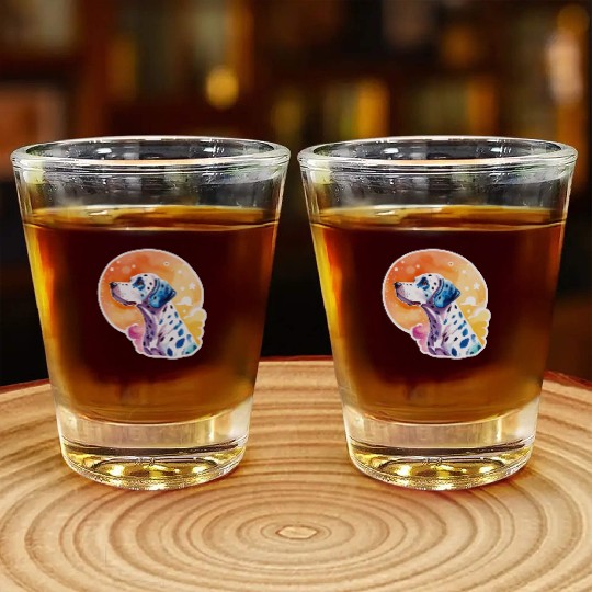 Dalmatian Dog Watercolor Shot Glasses