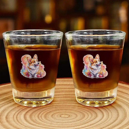 Pembroke Welsh Corgi Watercolor Shot Glasses