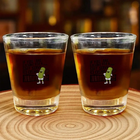 pickle character plays tennis Shot Glasses