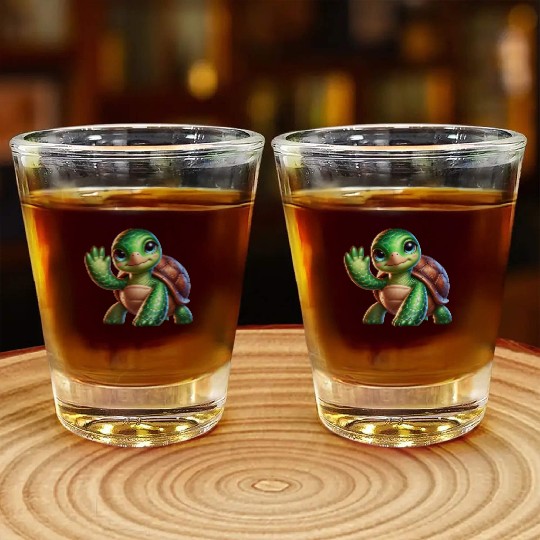 Adorable Waving Turtle Shot Glasses
