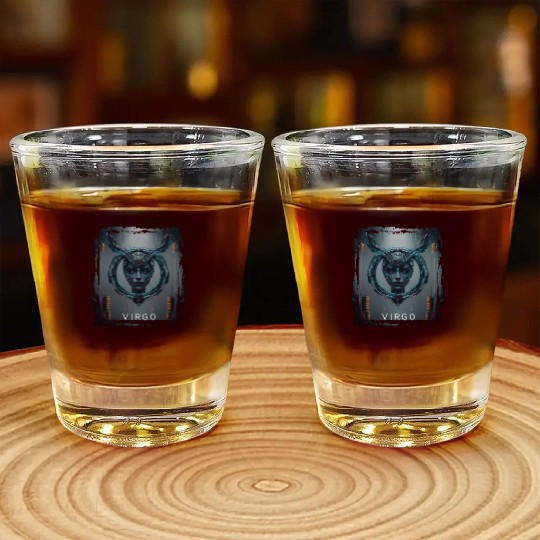 Zodiac sign Virgo in cyberpunk era Future Shot Glasses