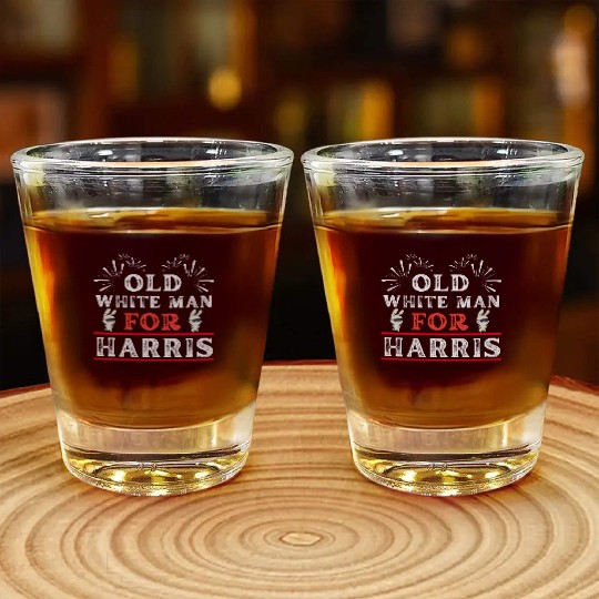 Old White Man For Harris, US 2024 Election Design Shot Glasses