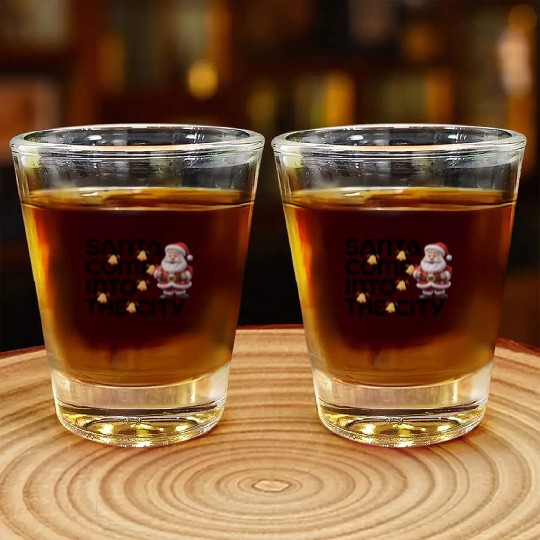 Festive Santa with Jingle Bells Design Shot Glasses