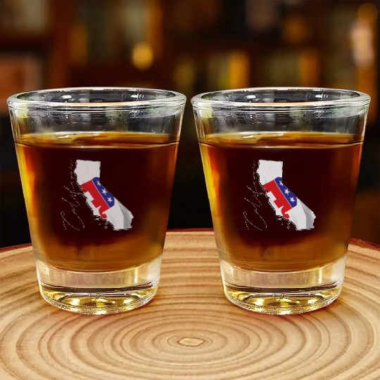 Republican Flag in California State Map CA Shot Glasses