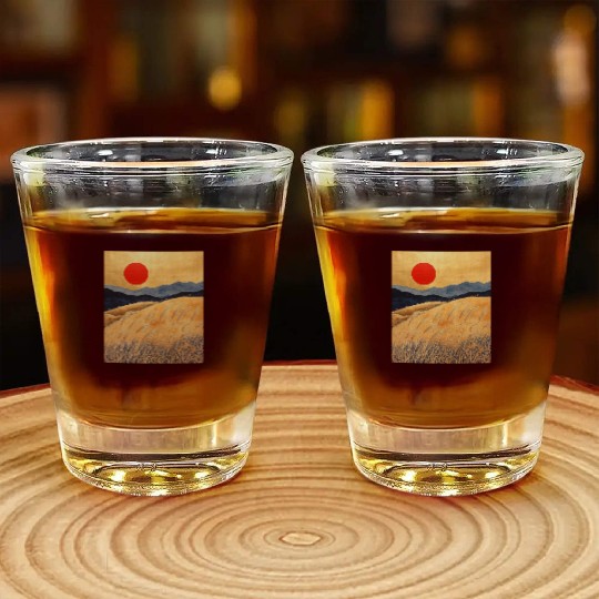 Sunset Serenity: Susuki Fields in Twilight Shot Glasses