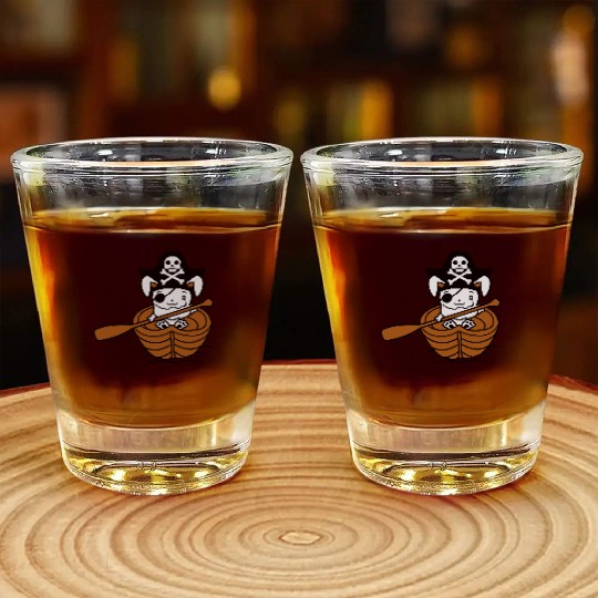 Rabbit Pirate Paddle Bunny Buccaneer Rowboat Comic Shot Glasses