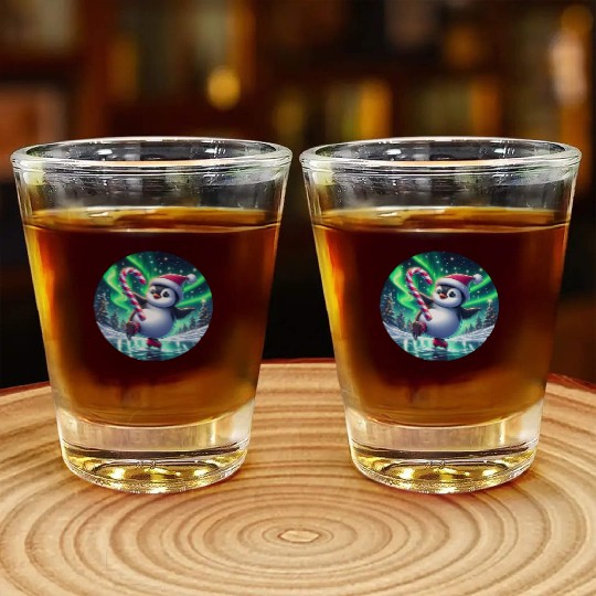 Penguin's Northern Lights Skate Shot Glasses