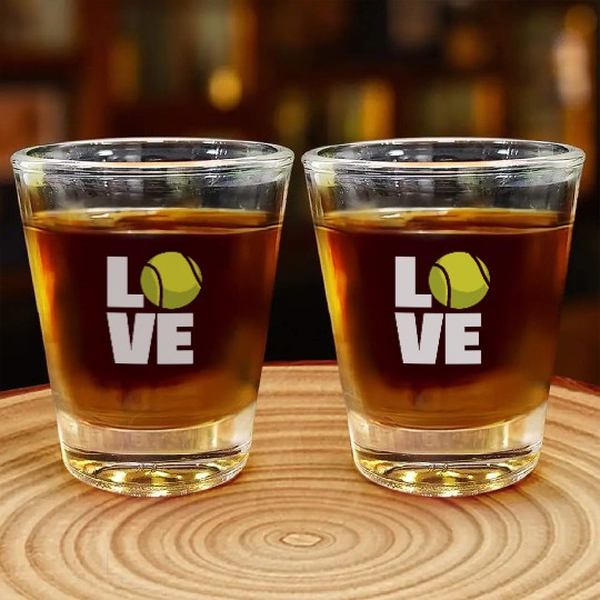 Love Tennis Enthusiast Graphic Appeal Shot Glasses