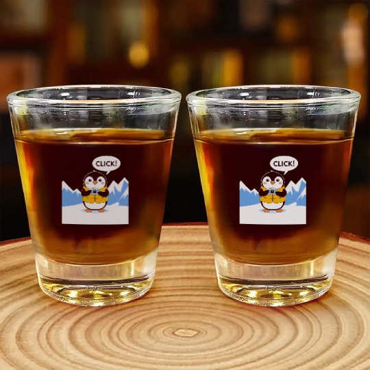 Penguin Photographer Click Adventure Shot Glasses
