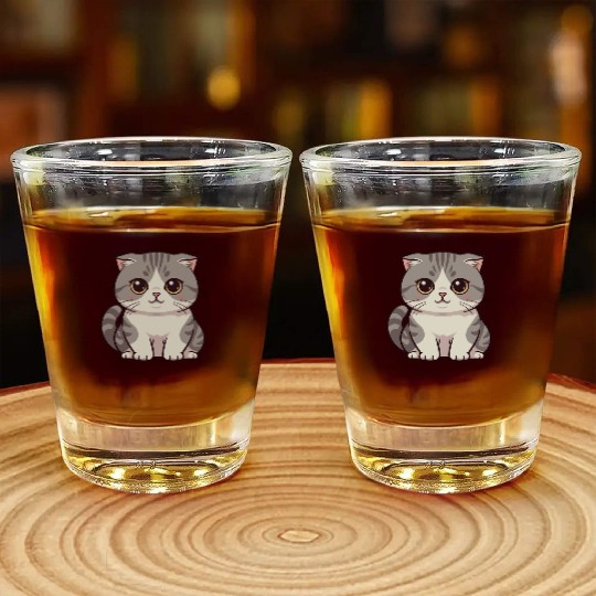 Cute Kawaii Cat Illustration Shot Glasses