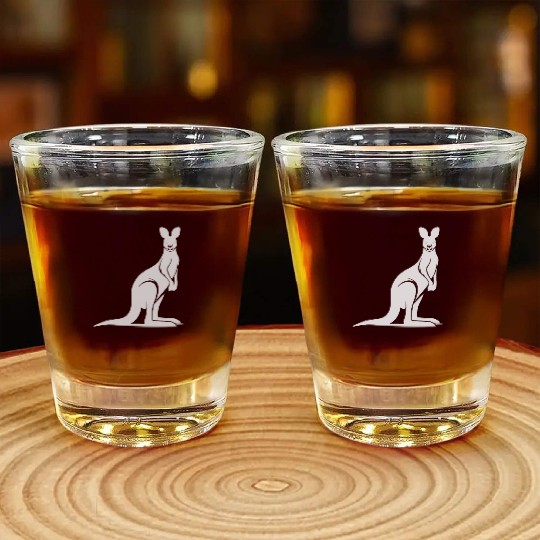 Wild Animal Silhouette With Typical Kangaroo Pose Shot Glasses