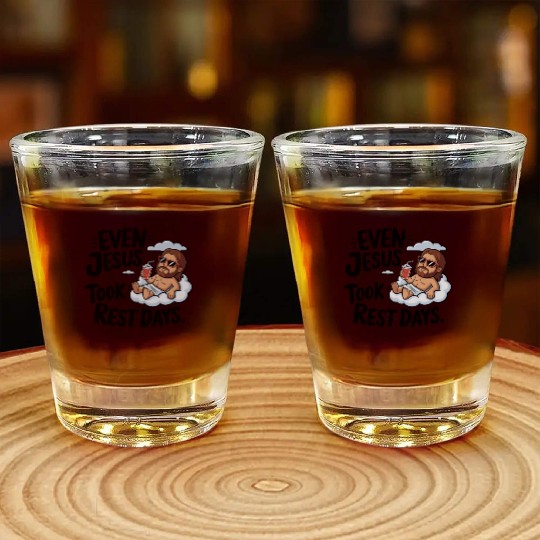 Even Jesus Took Rest Days | Religious humor Shot Glasses