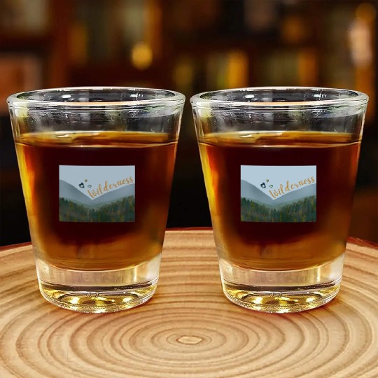 Love wilderness sticker, adventure, outdoors Shot Glasses