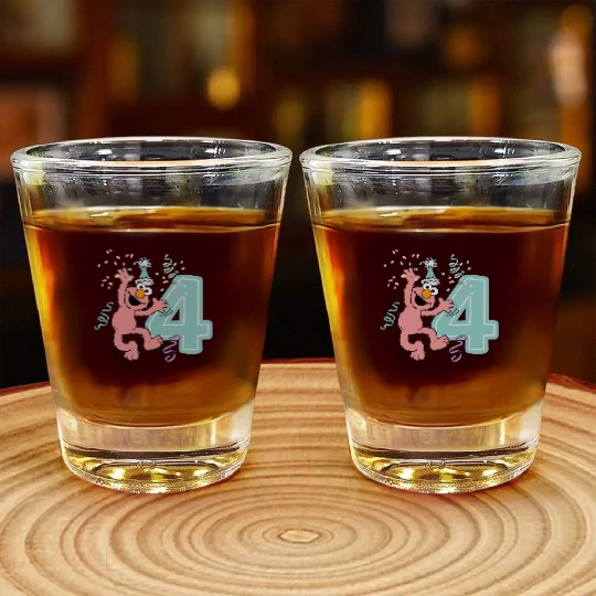 Sesame Street Birthday Design With Elmo 4 Years Shot Glasses