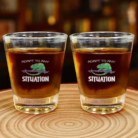 Adapt to Any Situation Chameleon Illustration Shot Glasses