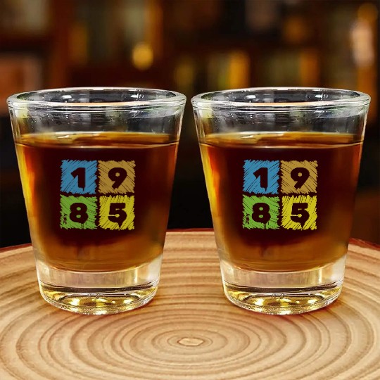 40th birthday Colorful Patches since 07/1985 Shot Glasses