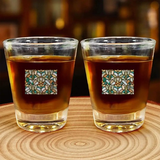 Abstract Floral Stained Glass Pattern - Art Deco Shot Glasses
