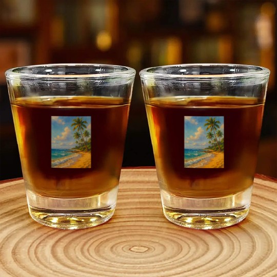 Tropical Serenity – Peaceful Beach Landscape Art Shot Glasses