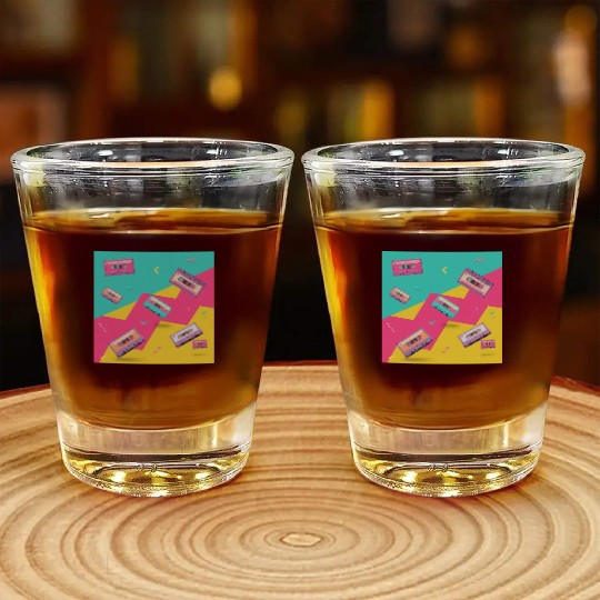Retro Cassette Tape Pattern Shot Glasses
