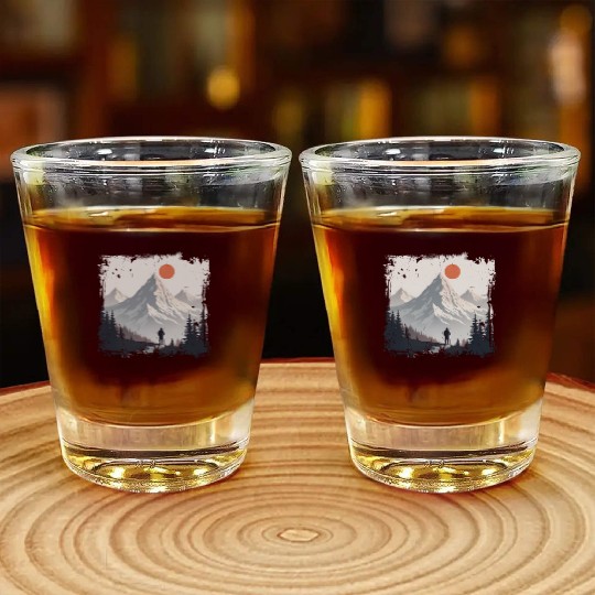 Serene Mountain Wilderness Scene Shot Glasses