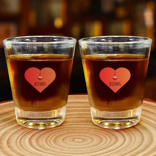 I Love Jesus Heart Design Shot Glasses