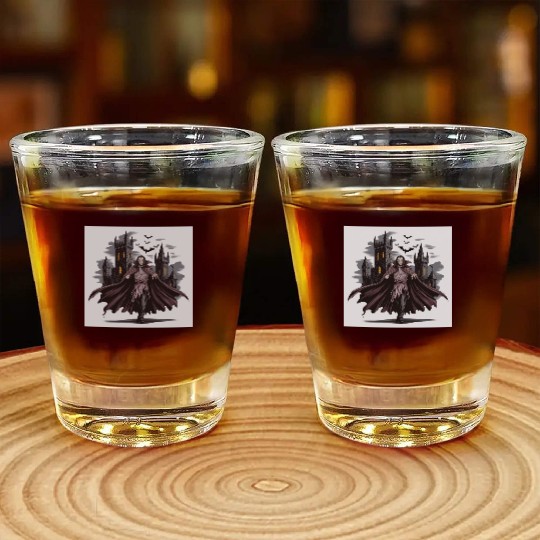 Vampire Count Gothic Castle Print Shot Glasses