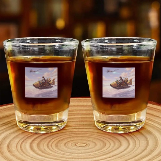 Sunset Island Boat Scene Shot Glasses