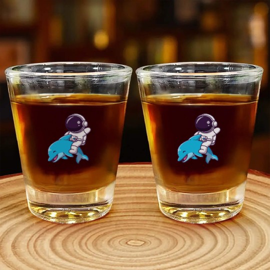 Space Explorer with Dolphin Companion Shot Glasses