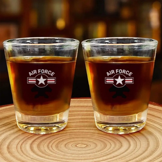 Vintage Air Force Emblem Illustration Shot Glasses
