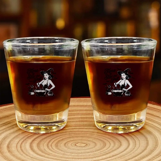 Witch Pin-Up Retro Baking Halloween Vintage  Shot Glasses
