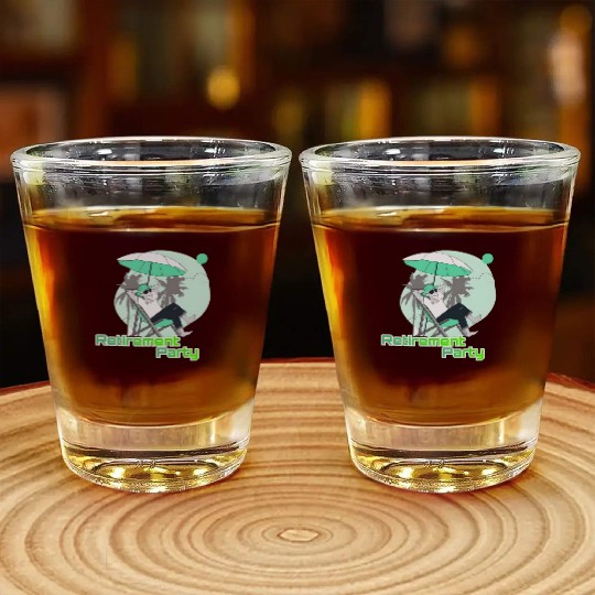 Relaxing Retirement Party Illustration Shot Glasses