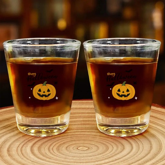 Pumpkin Jack O Lantern Halloween Design Shot Glasses