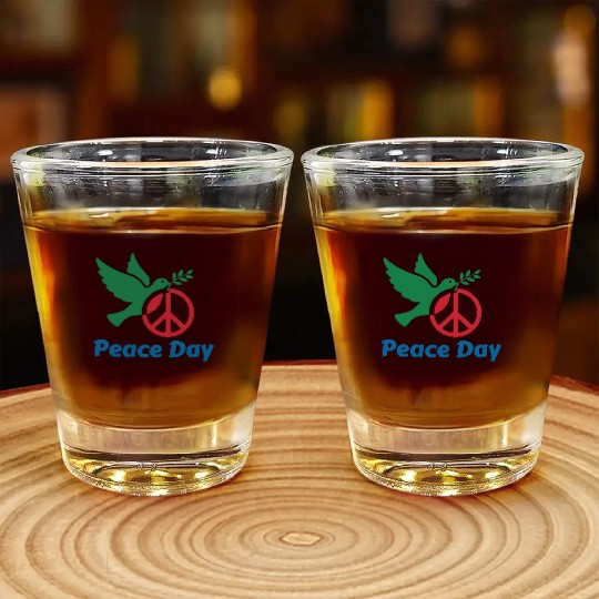 Peace Day Dove with Olive Branch Shot Glasses