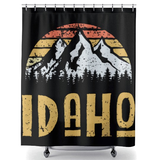 Vintage Retro Id Idaho Us Mountain State Shower Curtains