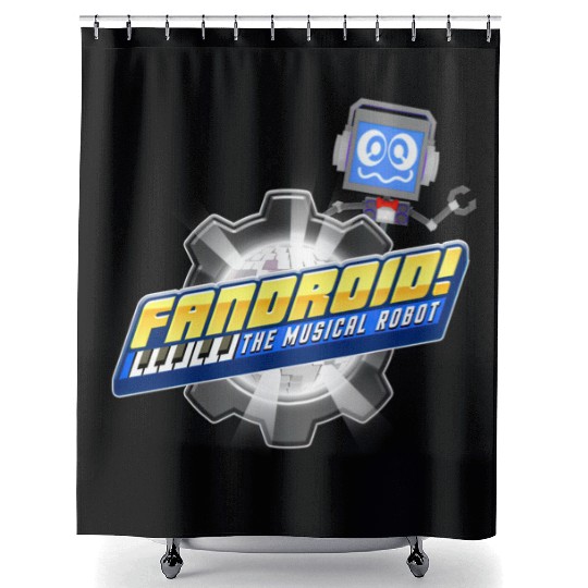 Fandroid Logo with Waving Fandroid Shower Curtains