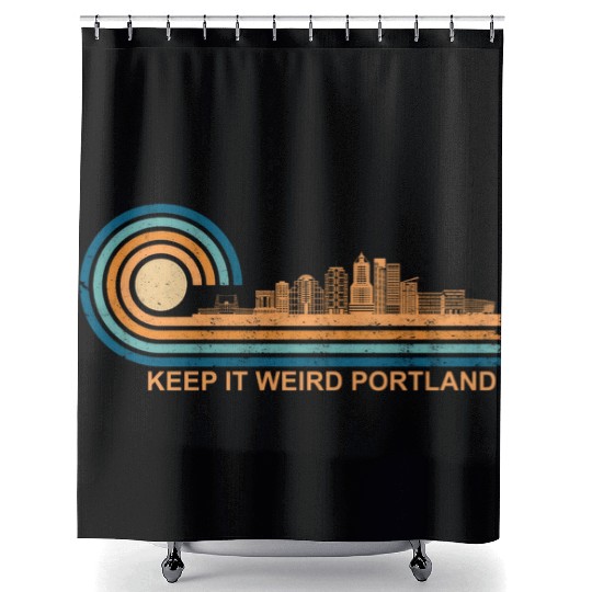 Keep It Weird Portland Oregon Skyline Retrokeep it Shower Curtains