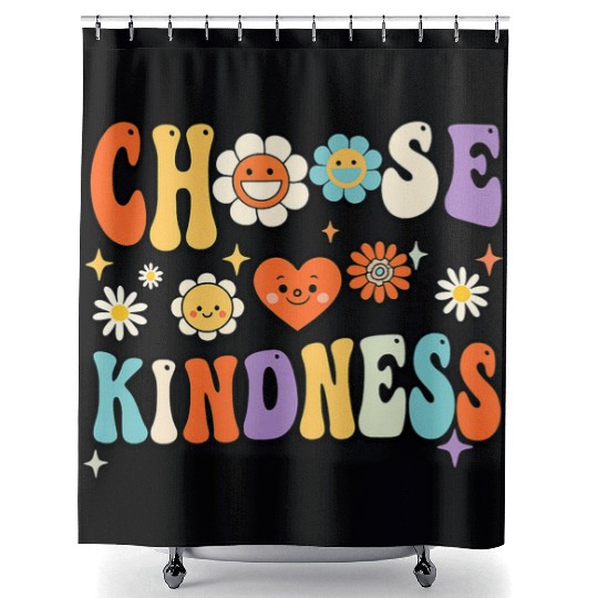 Retro Vintage Choose Kindness Lover Spiritual Shower Curtains