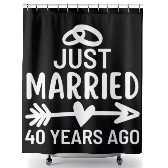 Just Married 40 Years Ago Wedding Anniversary Shower Curtains
