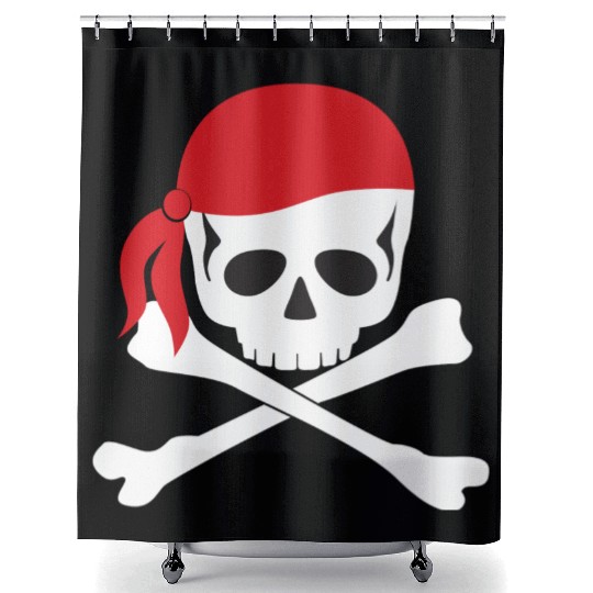 White Skull & Crossbones Shower Curtains