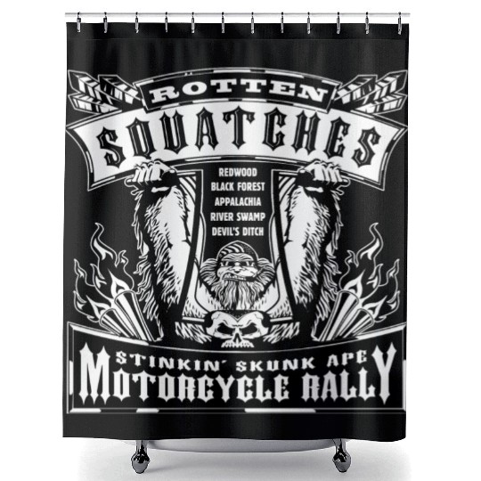 Rotten Squatches Stinkin' Skunk Ape Rally Shower Curtains