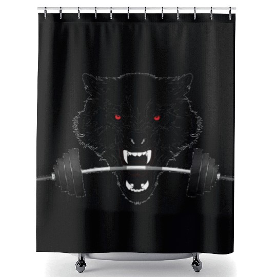 weight lifting wolf clear Shower Curtains