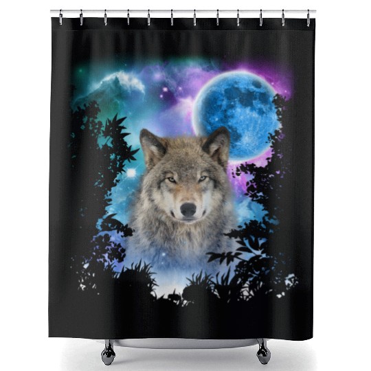 Timber Wolf MidNight Forest Shower Curtains