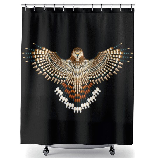 Beaded Red-Tailed Hawk Shower Curtains