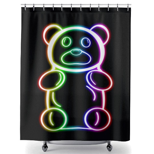 Neon Rainbow Gummy Bear Shower Curtains