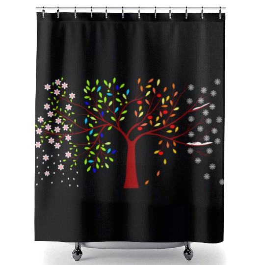 four seasons tree Shower Curtains