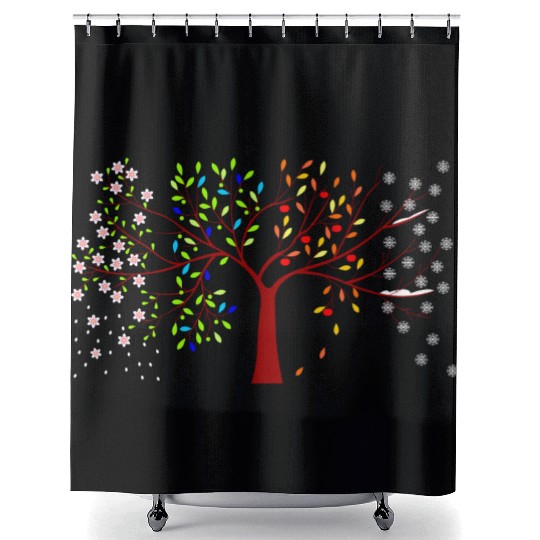 four seasons tree Shower Curtains