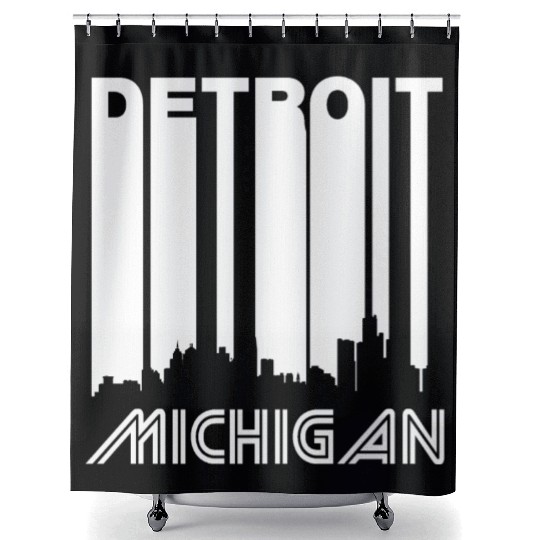 Retro Detroit Skyline Shower Curtains