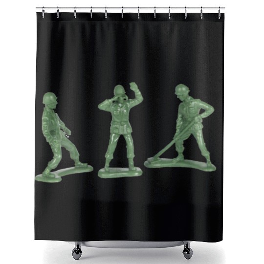 3 GREEN ARMY MEN Shower Curtains